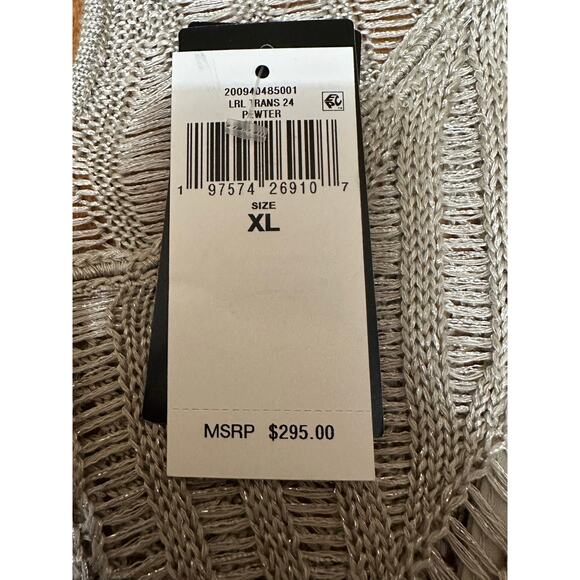 Lauren Ralph Lauren Metallic Linen Blend Crochet Sweater Dress XL Pewter NWT - Picture 8 of 14